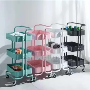 Heavy Gauge 3 Layer Mesh Trays Metallic Trolley Rack