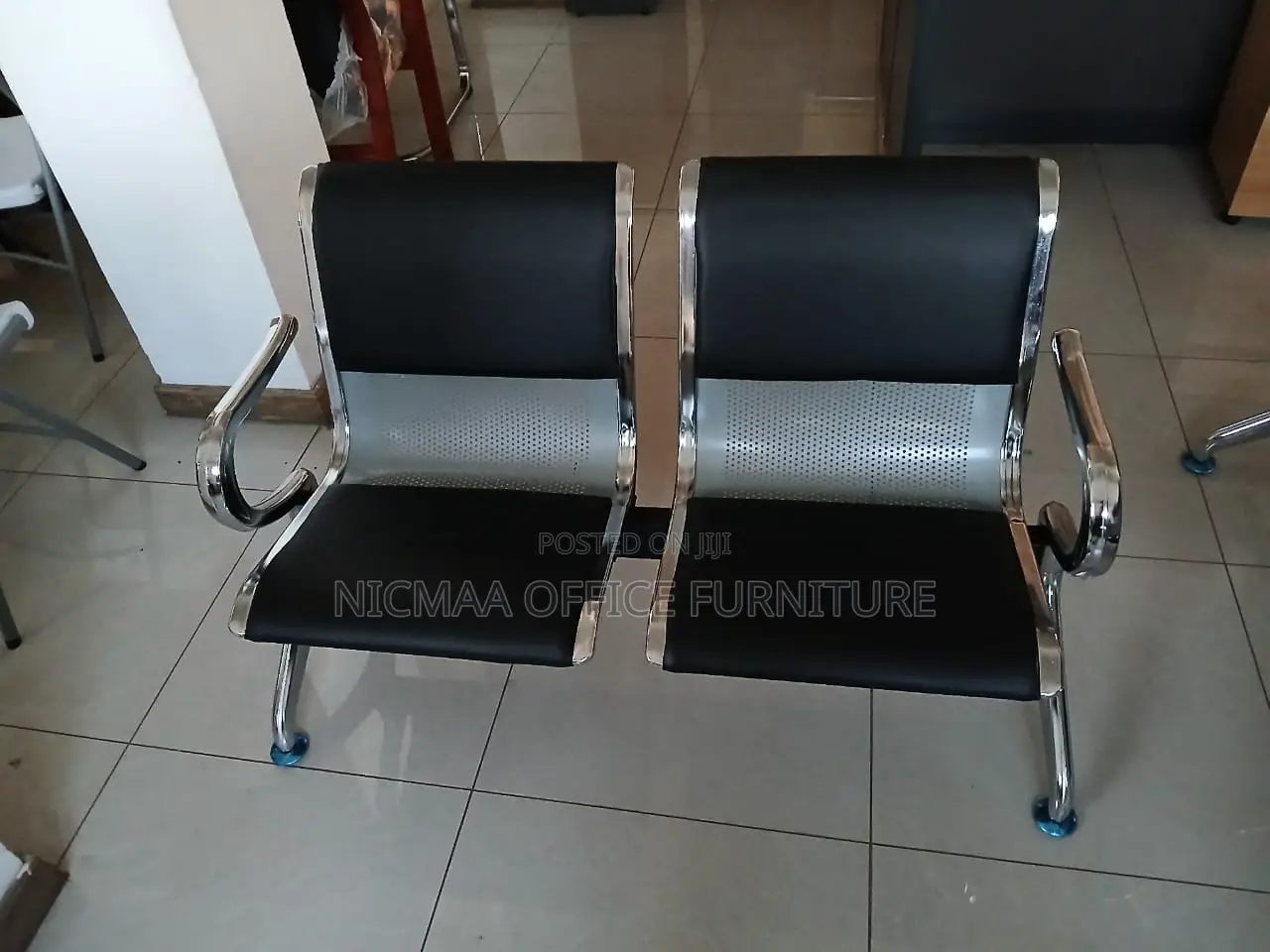2-Seater Chrome Waiting Bench