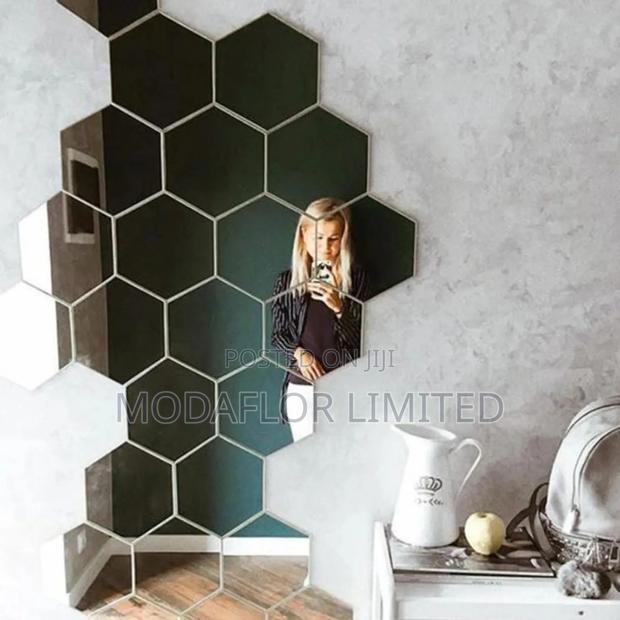 Elegant Hexagon Wall Mirror Stickers for Interior Decoration in Kenya - main view