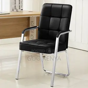 Office Chair; Leather Visitor Chair With Chrome Arm Support
