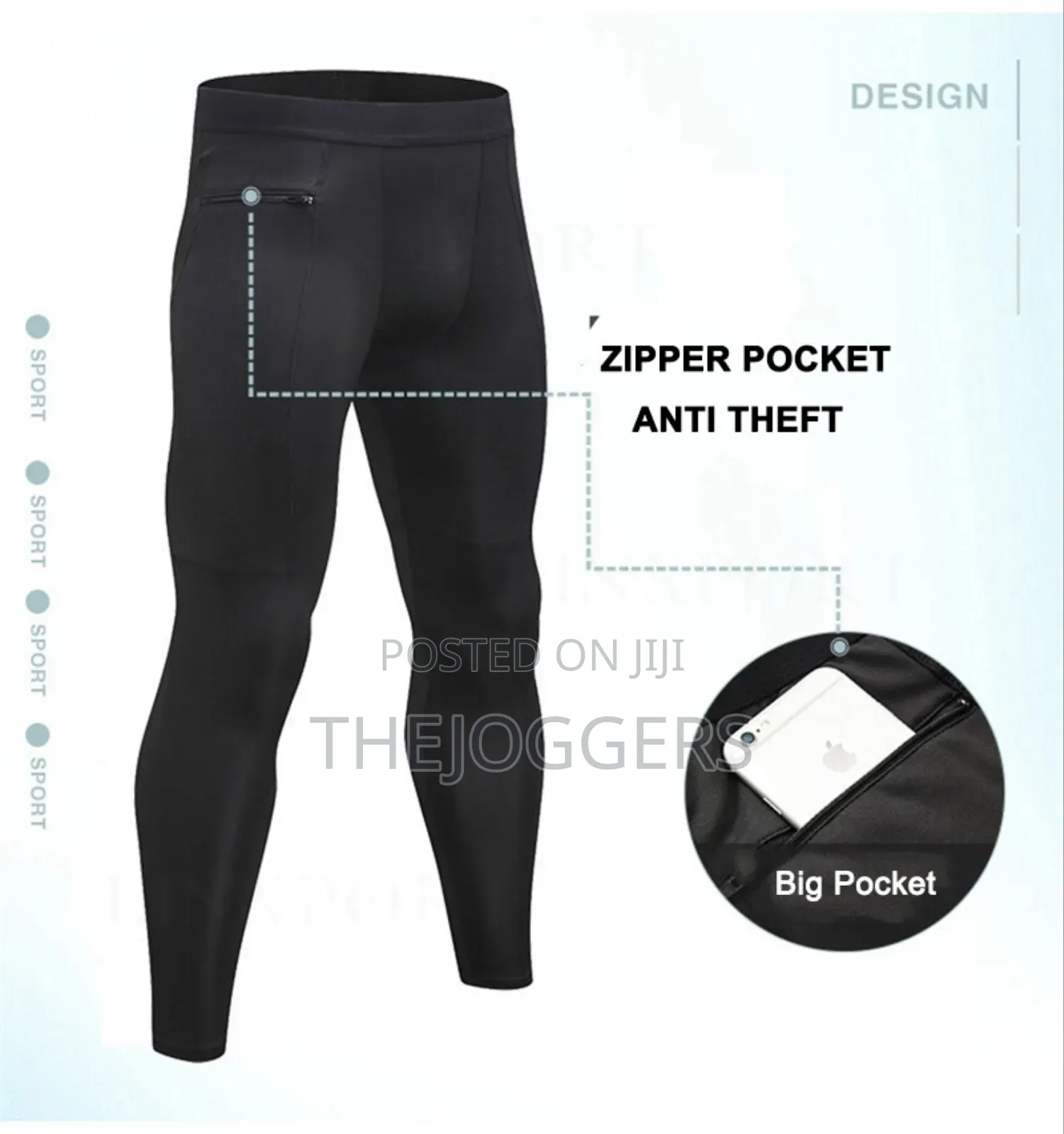 Men's Compression Pants Zipper Pocket Quick Dry Skinny Pants
