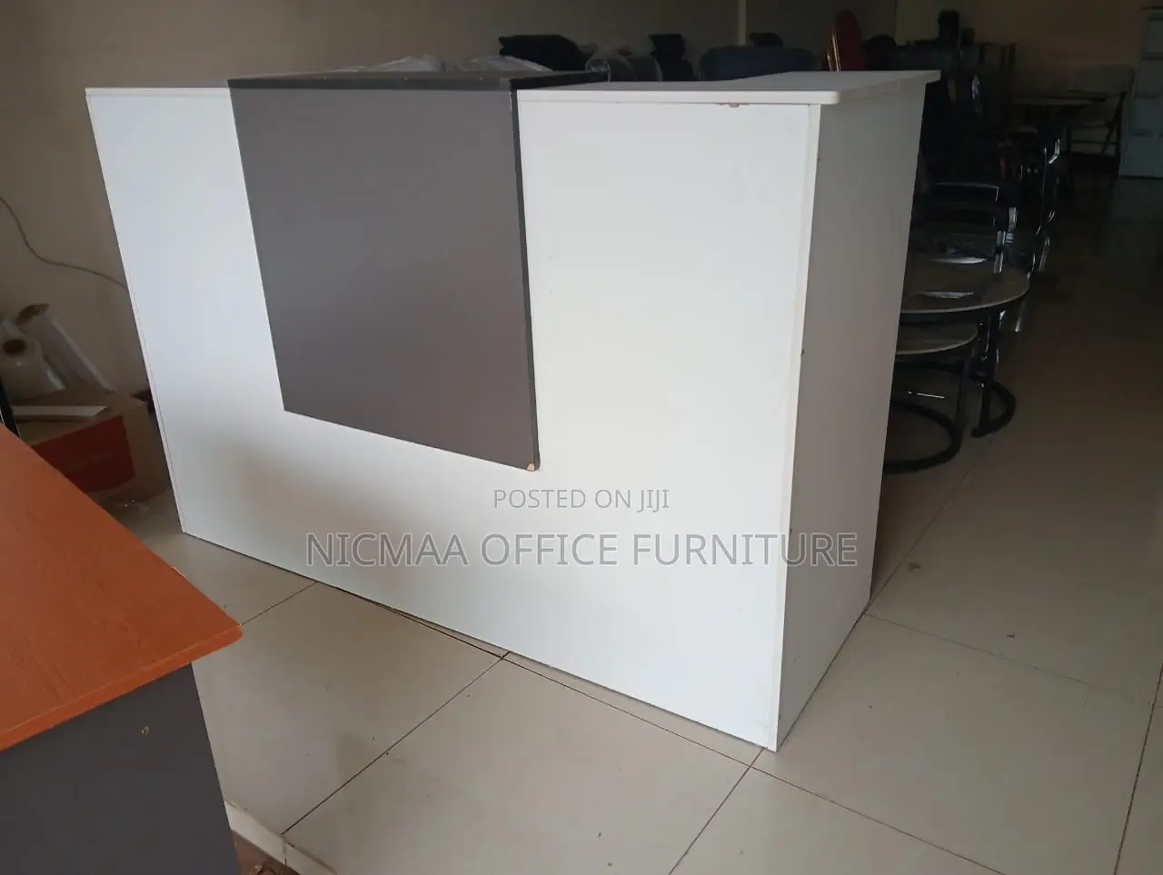 White Charcoal Elegance Modern Reception Desk