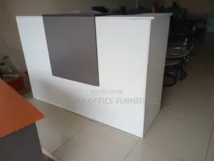 White Charcoal Elegance Modern Reception Desk
