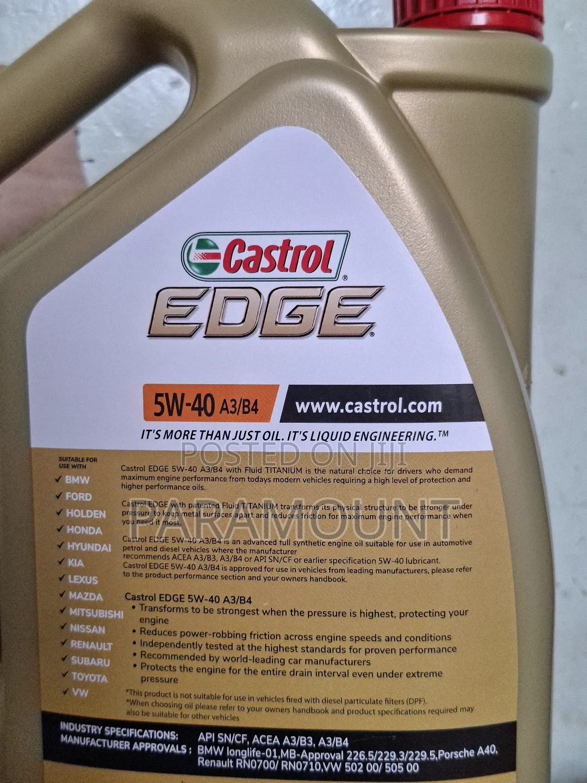 5w-40 5l Castrol Edge Fully Synthetic Engine Oil. Heavy Machines.