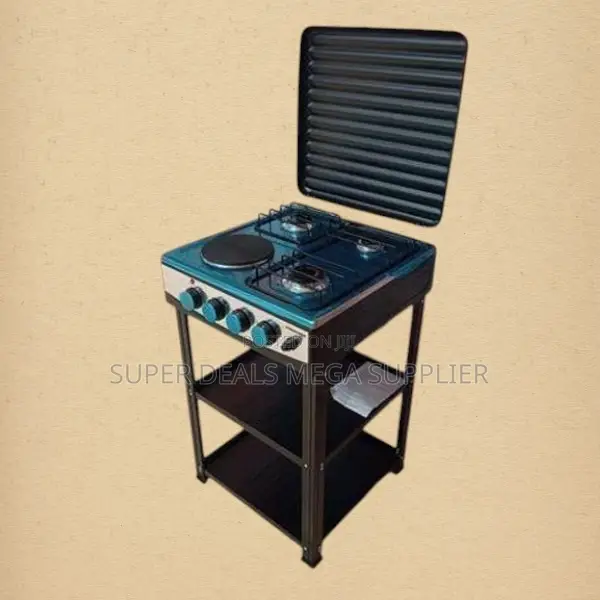 Eurochef 3 Gas Burners + 1 Electric Plate Standing Cooker With Shelves