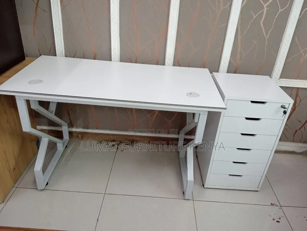 Modern Study Desk With Storage Cabinet