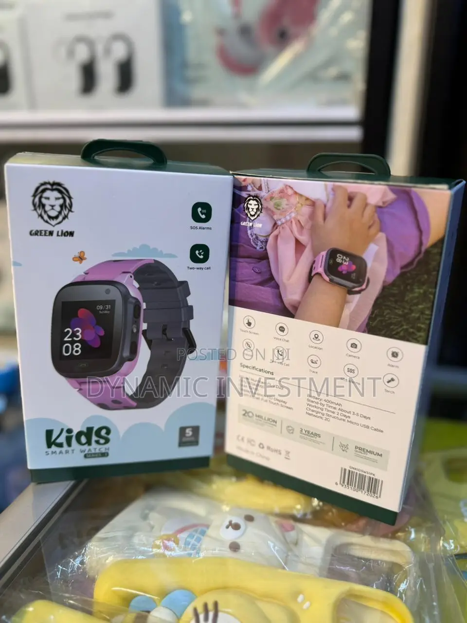 Touch Screen Green Lion Kids Smart Watch With Camera