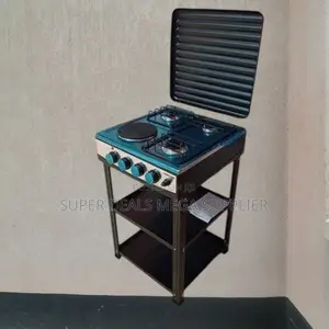 Eurochef Kitchen Standing Cooker 3 Gas 1 Electric Hot Plate Shelves
