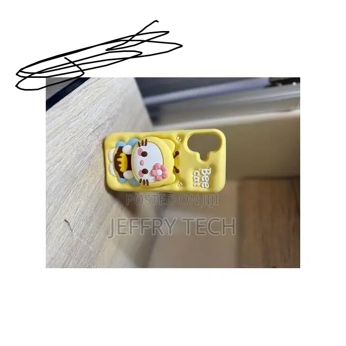 iPhone 15 Pro Max 3d Bee Hello Kitty Face Grip Tok Holder Cartoon Fan