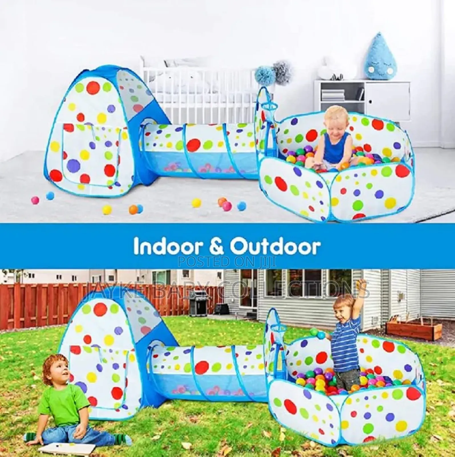 3-in-1 Kids Play Tent With Tunnel Ball Pit