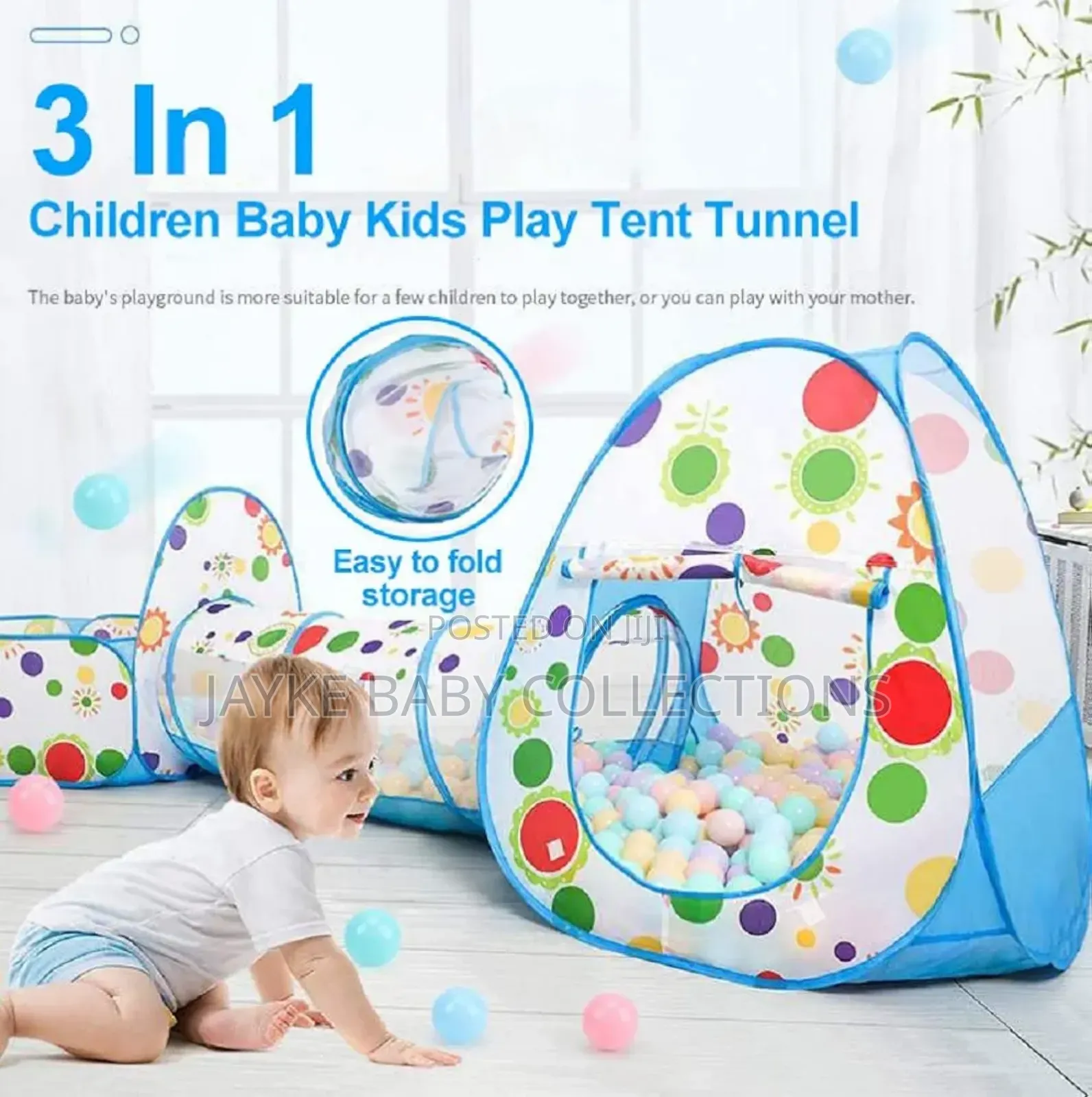 3-in-1 Kids Play Tent With Tunnel Ball Pit