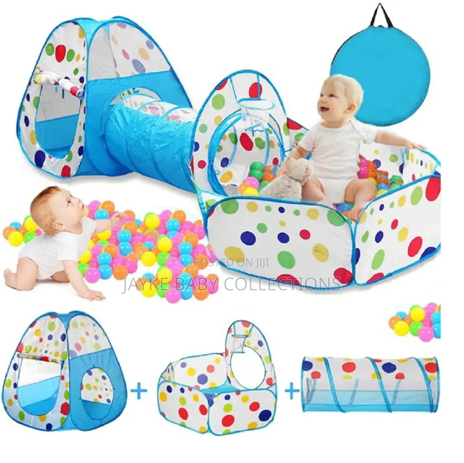 3-in-1 Kids Play Tent With Tunnel Ball Pit