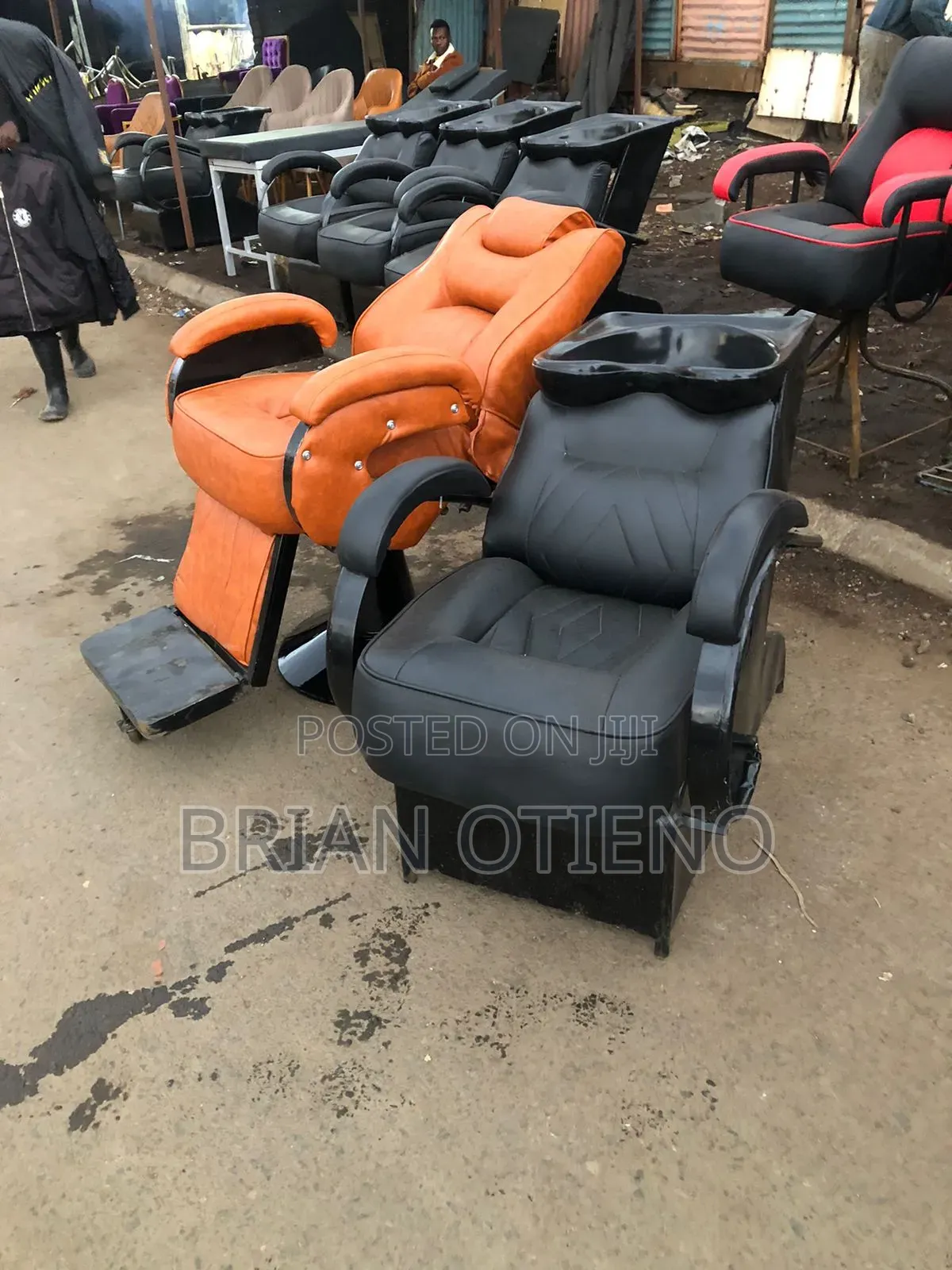 Sink Unit and Leather Barber Chairs