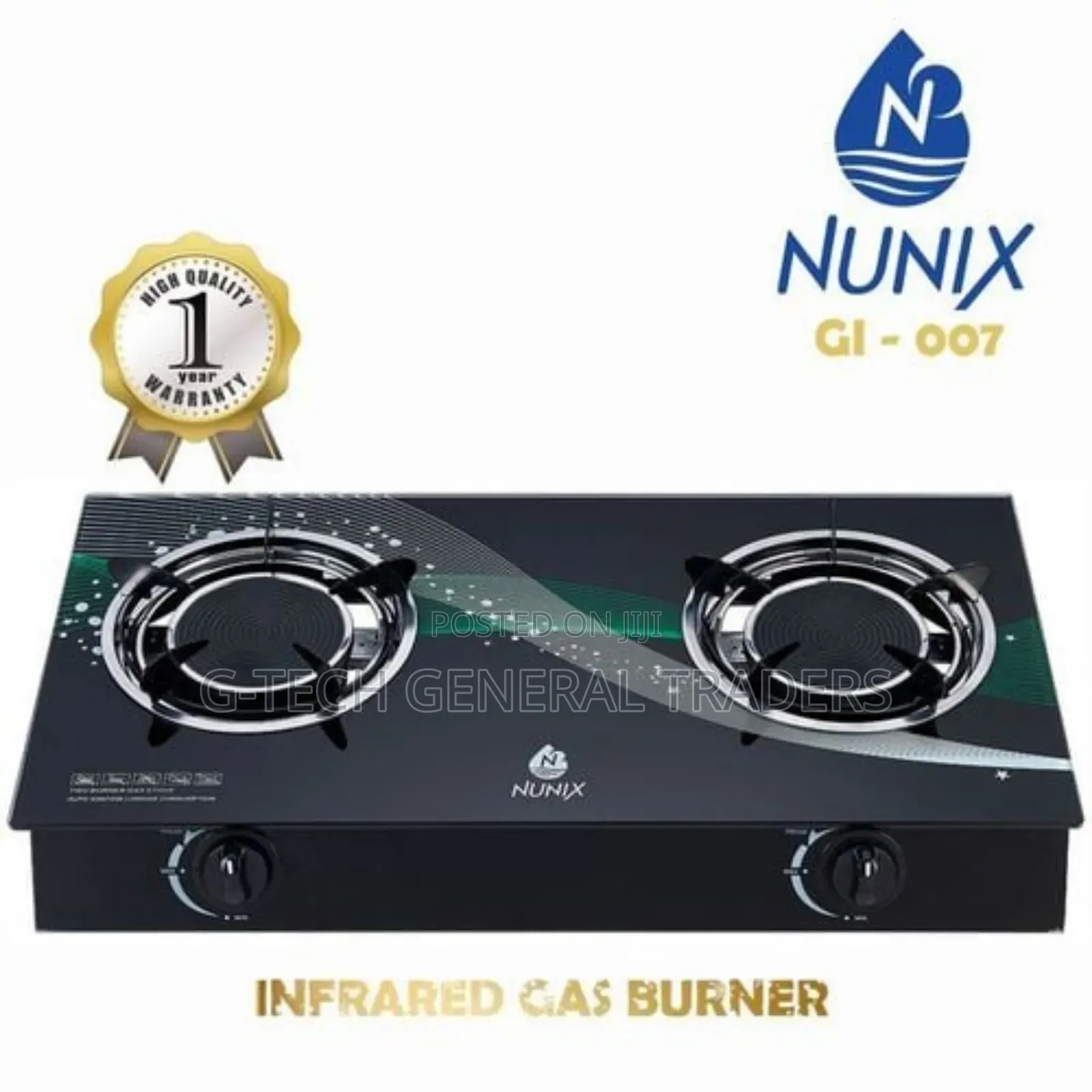 Nunix 2 Burner Infrared Auto Ignition Gas Stove