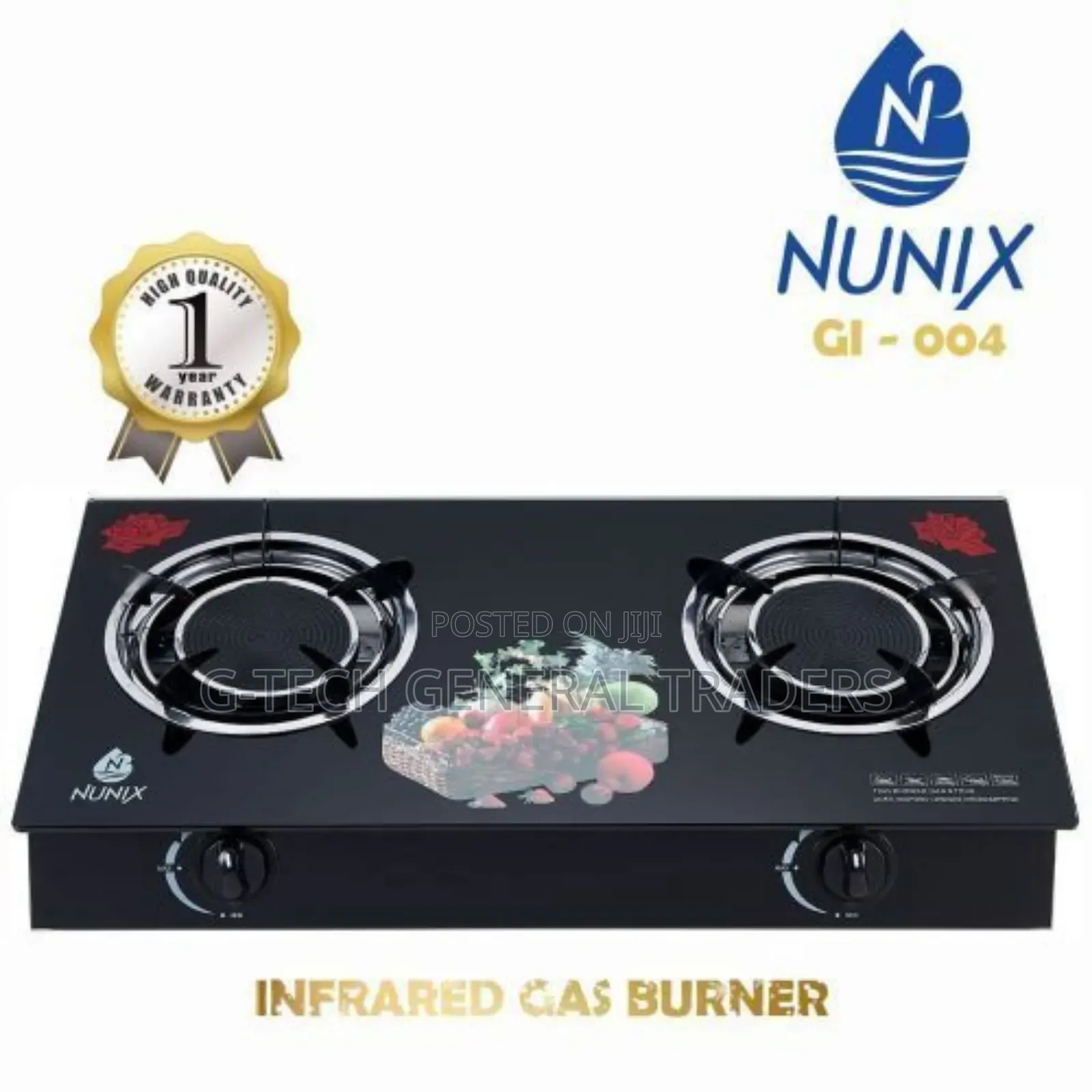 Nunix 2 Burner Infrared Auto Ignition Gas Stove