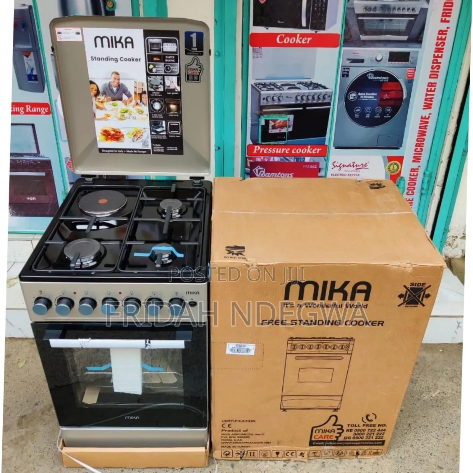 *Mika Standing Cooker, 50cm X 60cm, 3 Gas Pipe Burners + 1 Hot Plate