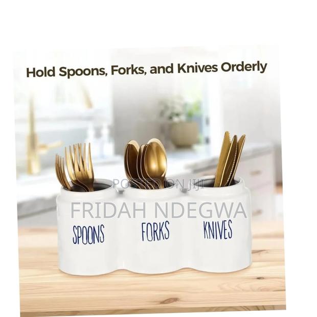 3 Compartment Ceramic Cutlery Holder - main view
