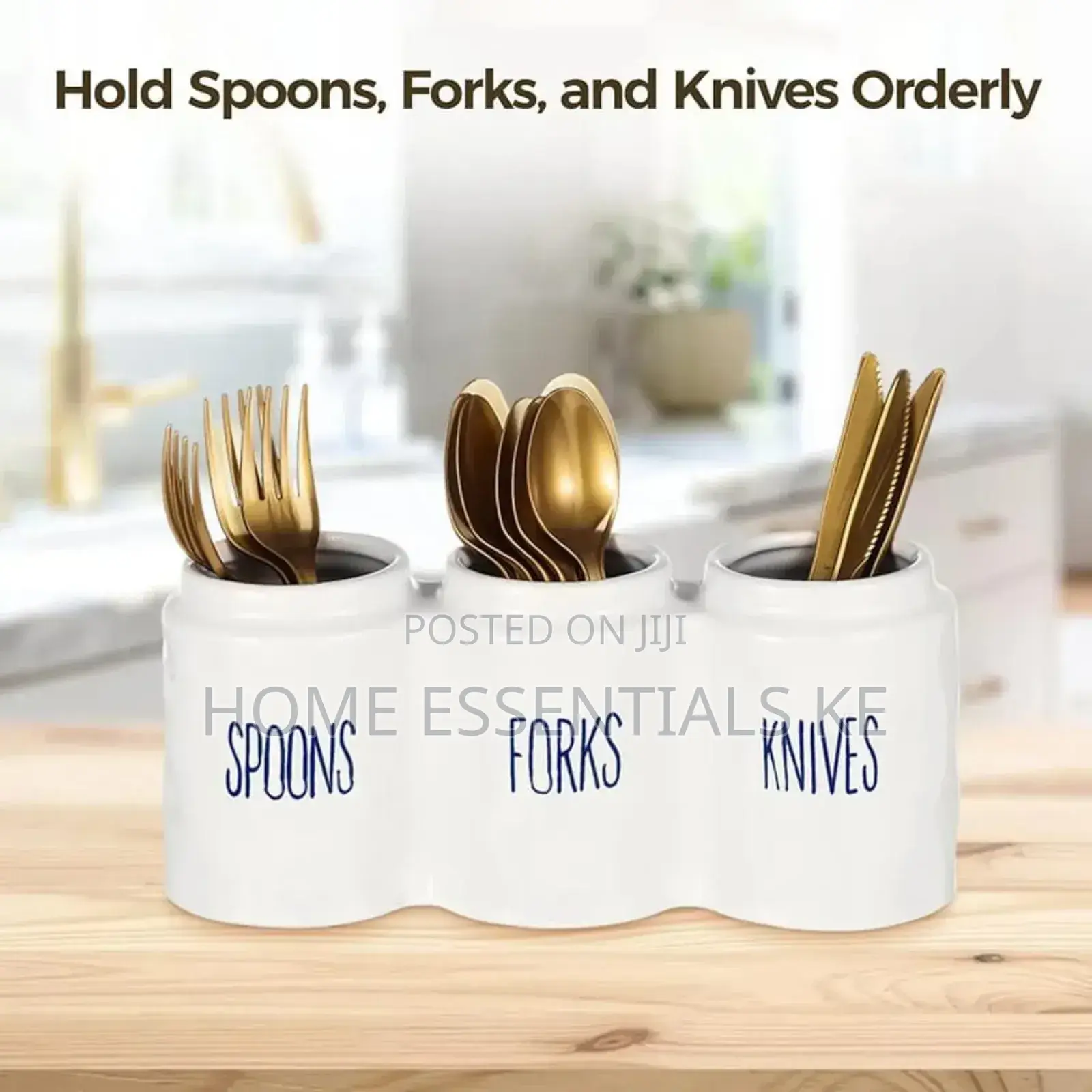 3 Compartment Ceramic Cutlery Holder