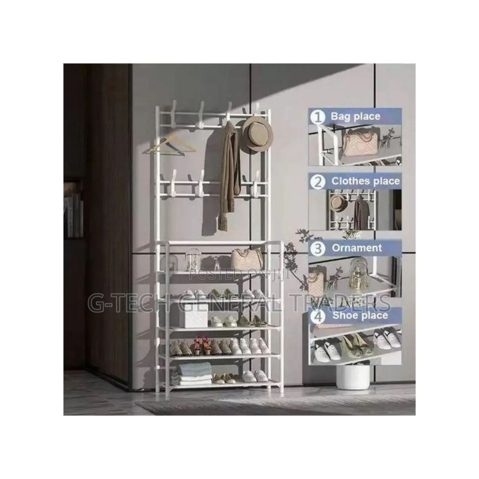 Metallic 5layer Shoerack With Hanging Space