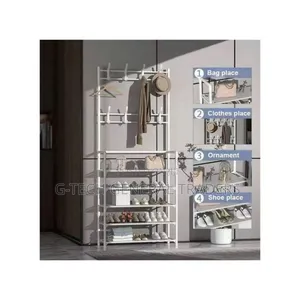 Metallic 5layer Shoerack With Hanging Space