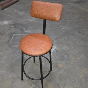Modern Armless Backrest Counter Stool With Brown Cushion. - thumbnail 2
