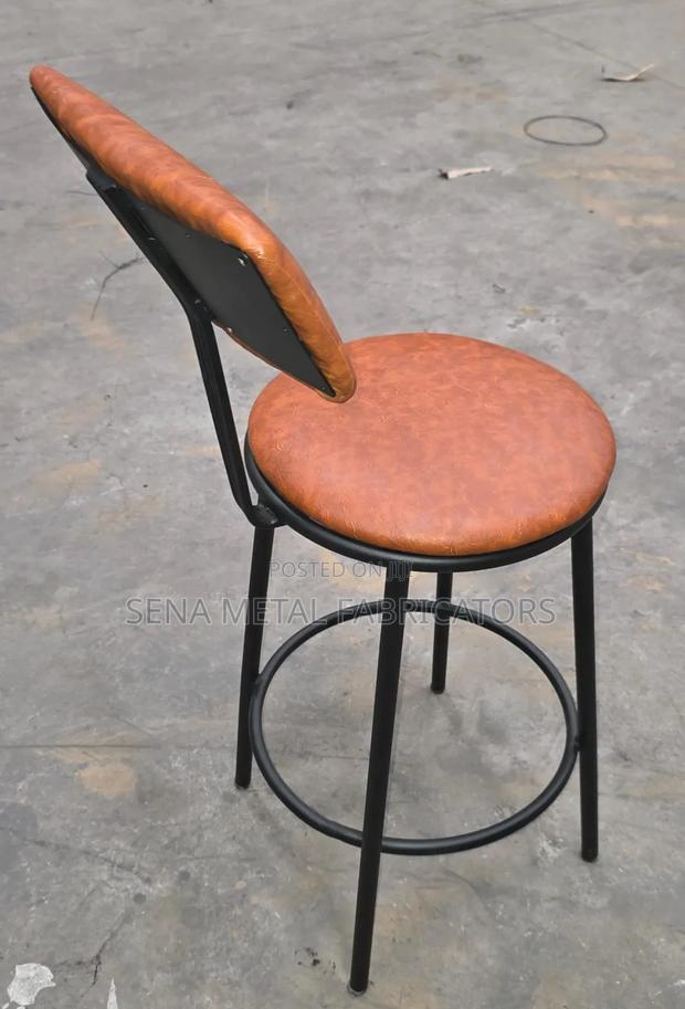 Modern Armless Backrest Counter Stool With Brown Cushion. - thumbnail 3