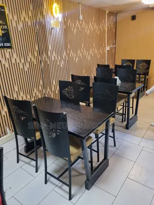 Restaurant Set With Laser-Cut Design Chairs.