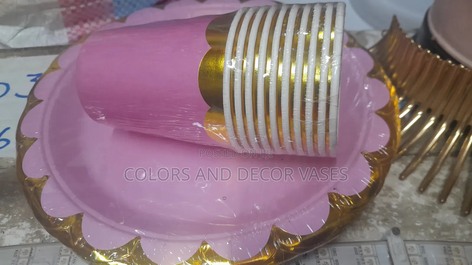 Pink Gold Paper Plates Available