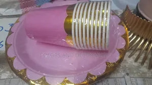 Pink Gold Paper Plates Available