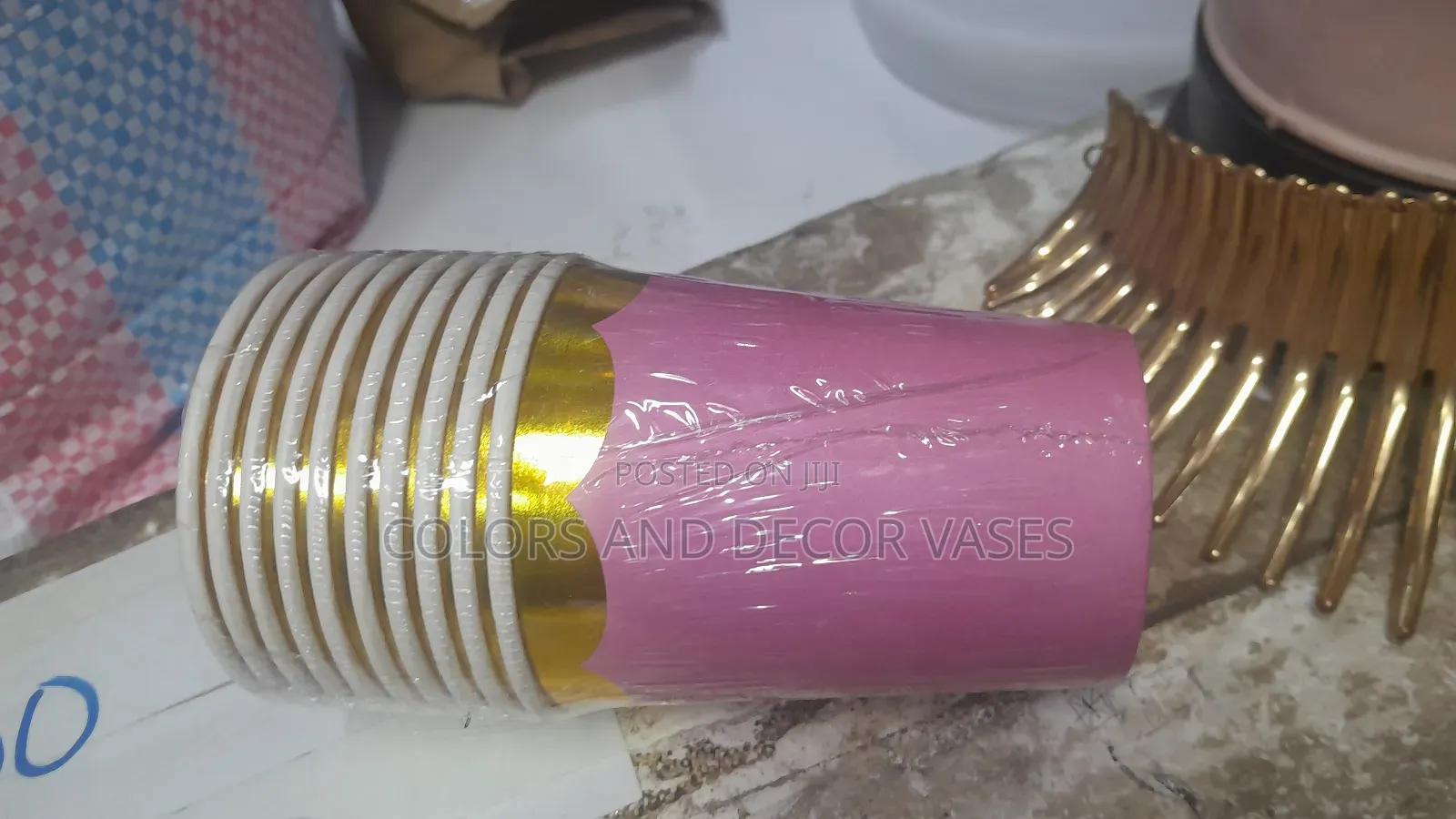 Paper Cups and Plates Pink and Gold
