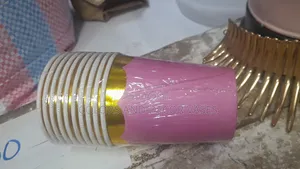 Paper Cups and Plates Pink and Gold