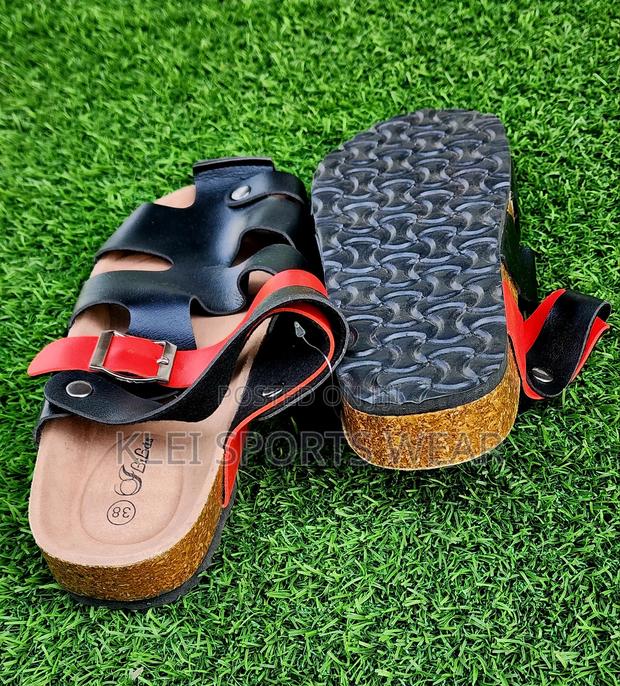 Black and Red Cork Sandals - main view