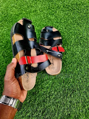 Black and Red Cork Sandals