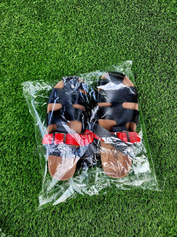 Black and Red Cork Sandals - thumbnail 3