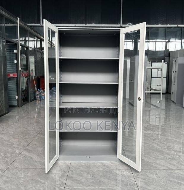 Office Cabinet : Double Glass Door Document Storage Cabinet - thumbnail 2