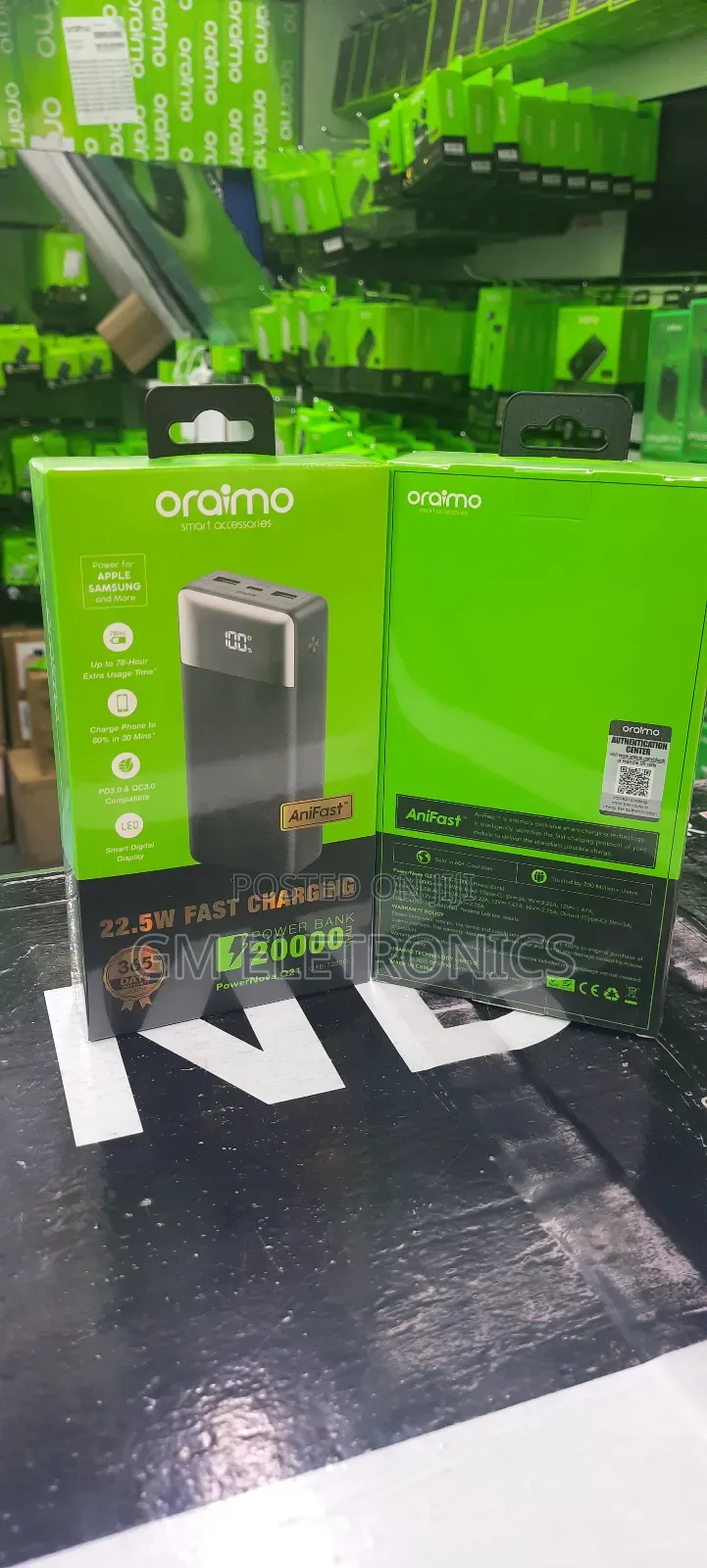 Original Oraimo Powernova Q21 20000mah 22.5w Power Bank-Black.