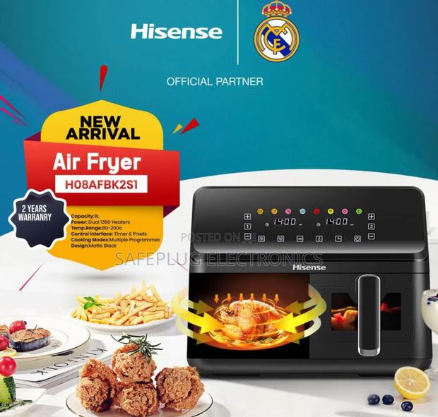 8.0 Litres Hisense Airfryer - H08afbk2s1 New Arrival (Matte Black)