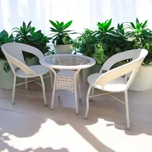 Wicker Outdoor Furniture Set – 2 Chairs + Table F Garden, Balcony Lawn