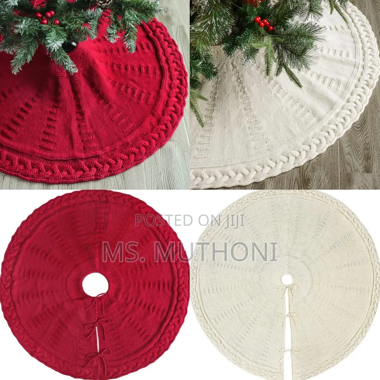 122 Cm Christmas Knitted Tree Skirt Knitted