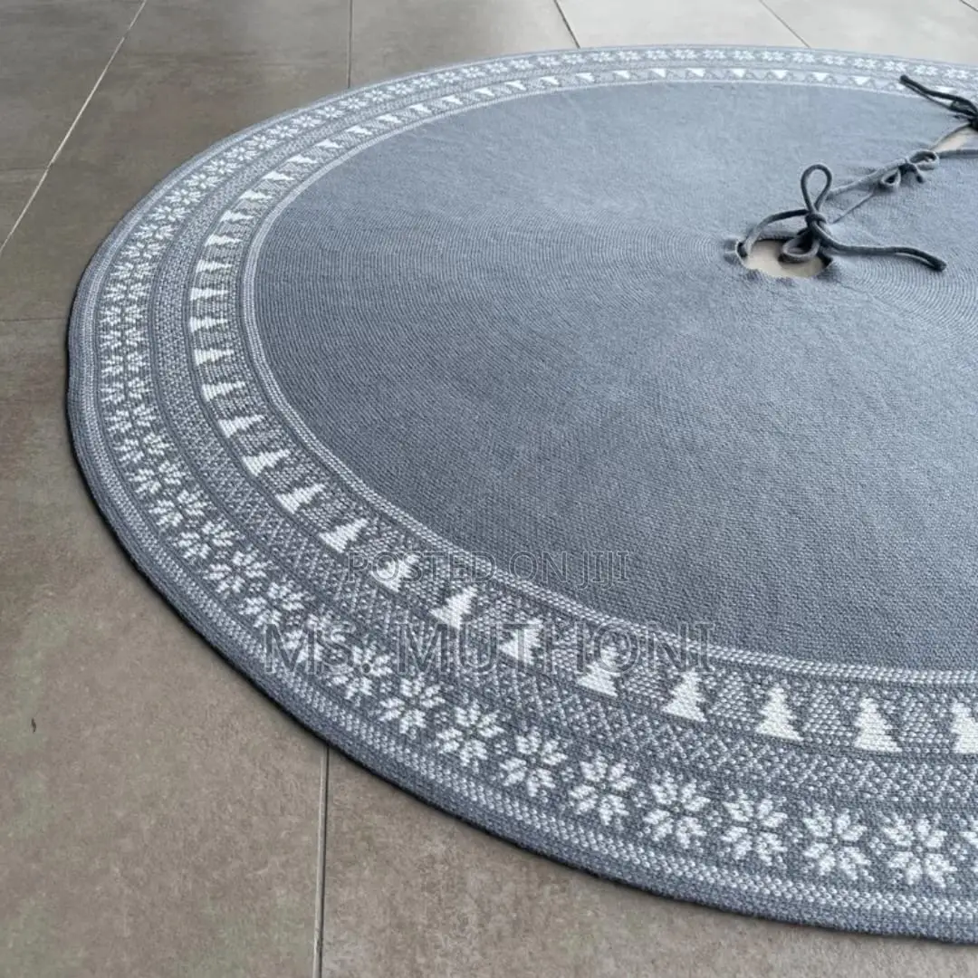 Christmas Knitted Tree Skirt Knitted (Gray /Red)