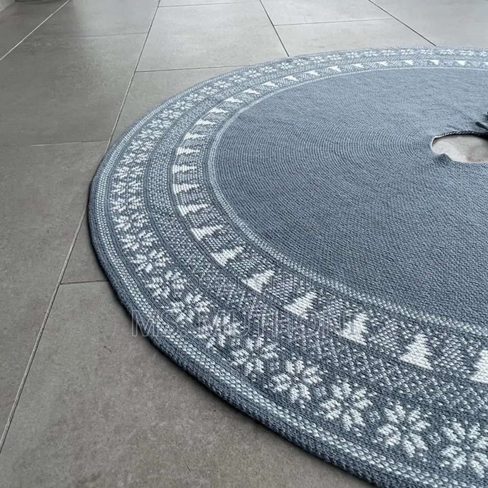 Christmas Knitted Tree Skirt Knitted (Gray /Red)