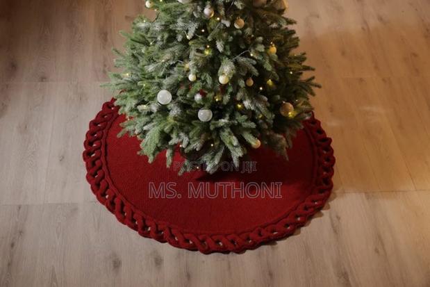 Mr.Pen Christmas Knitted Tree Skirt Knitted (White /Red)