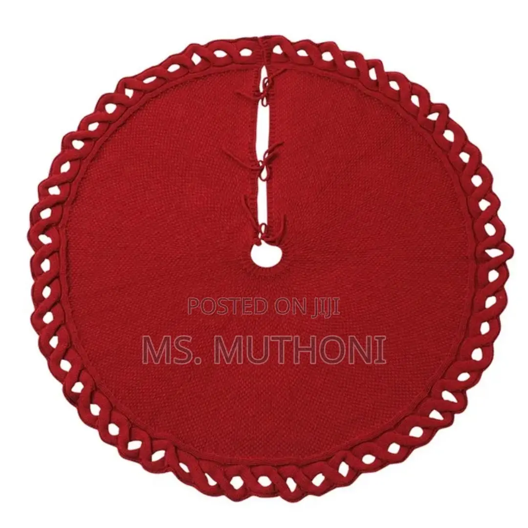 Mr.Pen Christmas Knitted Tree Skirt Knitted (White /Red)