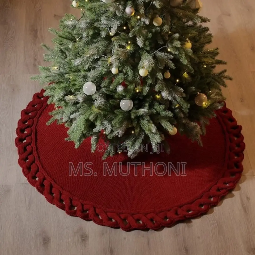 Mr.Pen Christmas Knitted Tree Skirt Knitted (White /Red)