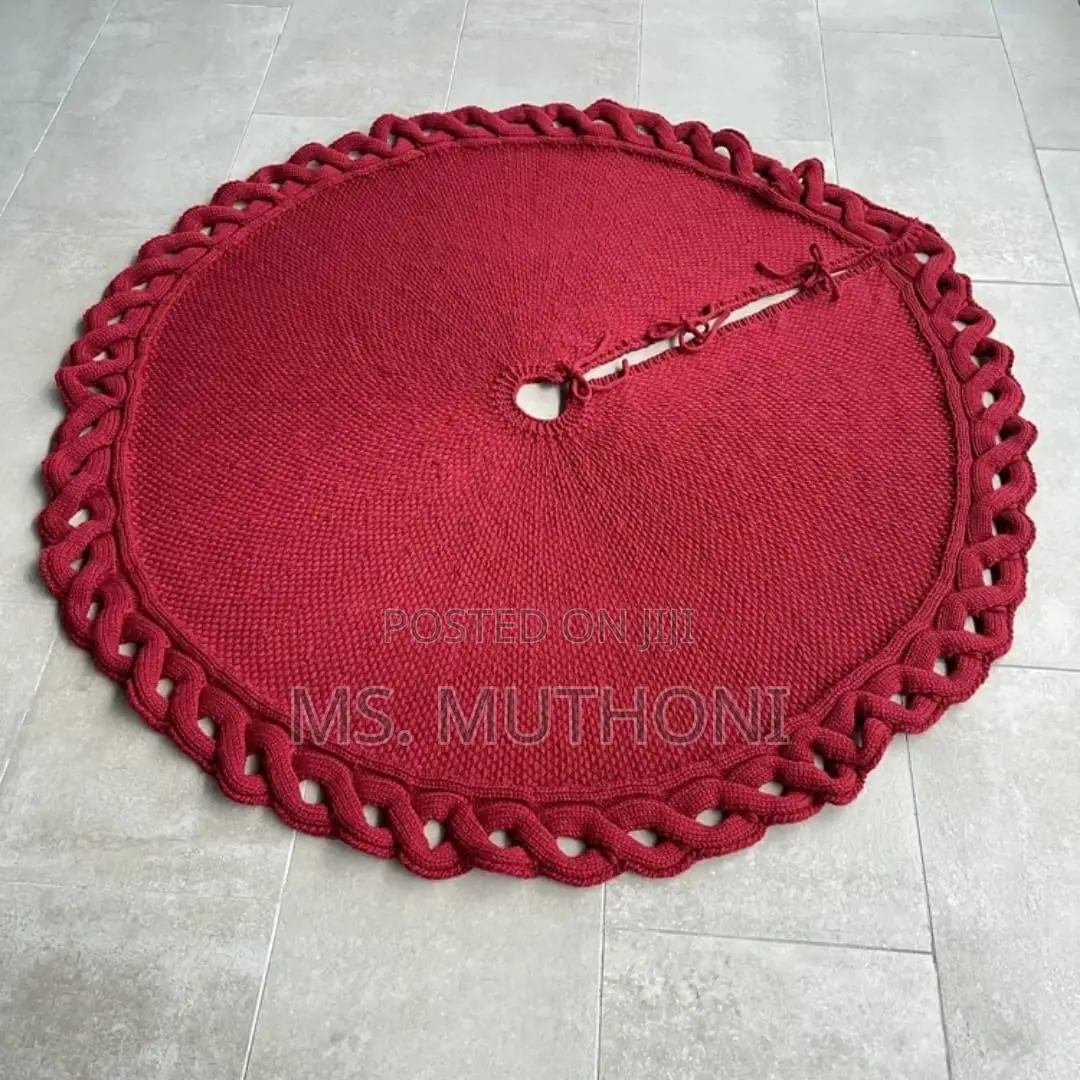 Mr.Pen Christmas Knitted Tree Skirt Knitted (White /Red)