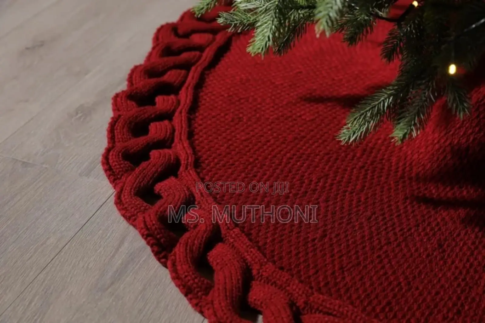Mr.Pen Christmas Knitted Tree Skirt Knitted (White /Red)