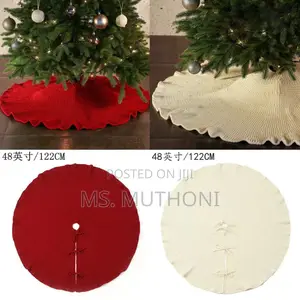 Mr.Pen Christmas Knitted Tree Skirt Knitted (White /Red)