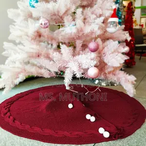 122 Cm Pong Pongs Decorative Christmas Knitted Tree Skirt