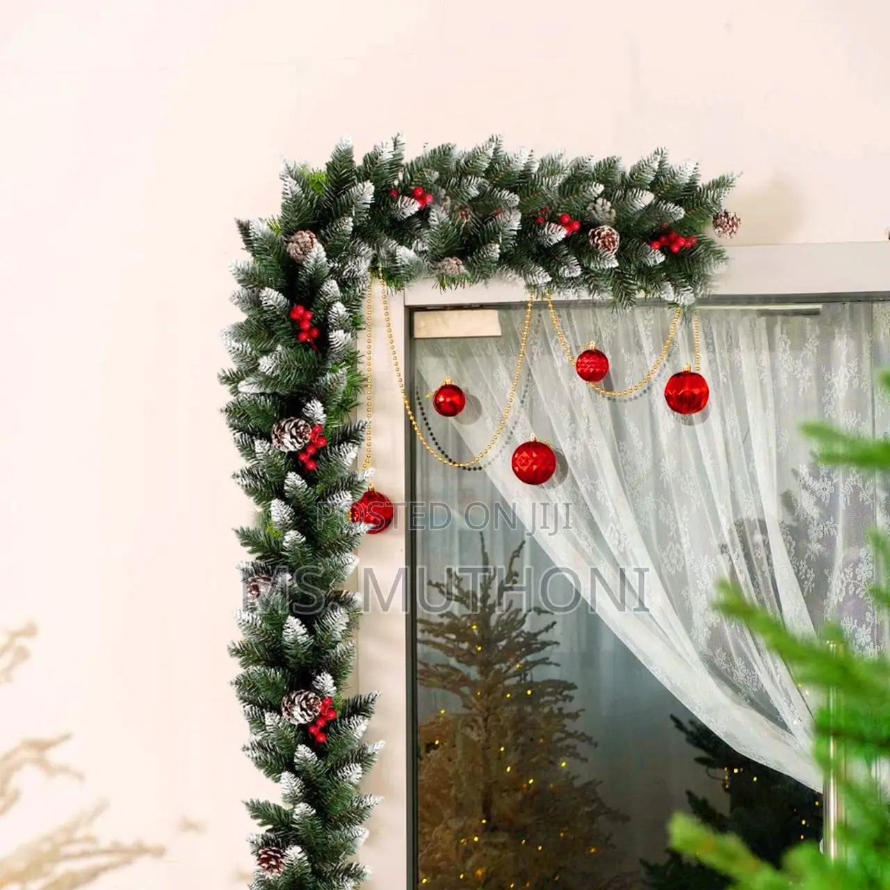 2.5m Premium Natural Green Garland With Pine-Cones Berries*