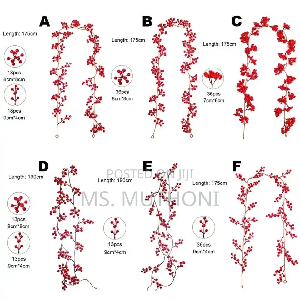 Royal Family Inspired Artificial Red Berry Plants Christmas Garland*